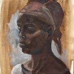 woman with scarf 2,portret, oil 50x60 2024